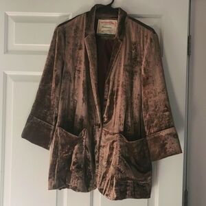 Cartonnier smoky brown/burgundy silky crushed velvet blazer (Anthro)